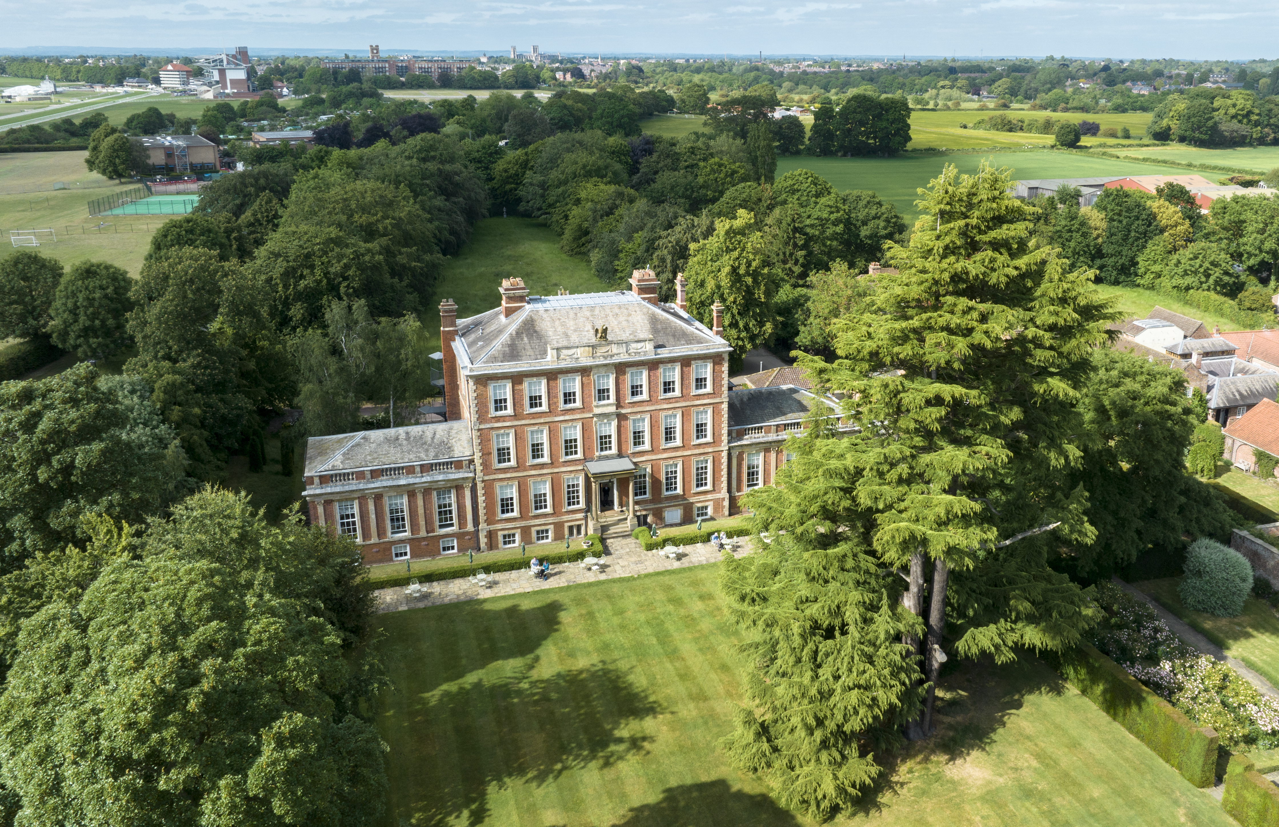 Middlethorpe Historic House Hotel - hall exterior from drone